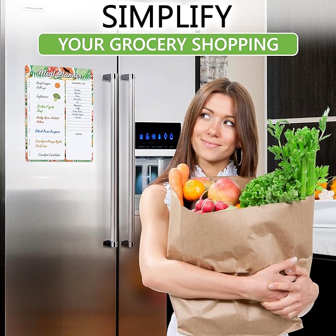 Magnetic Meal Planner for Refrigerator A4-8.5 x 12 Weekly Menu Magnet Fridge Menu Board for Kitchen Dry Erase Menu Board for Fridge Dinner Magnetic Menu Board with Dry Erase Grocery List for Fridge