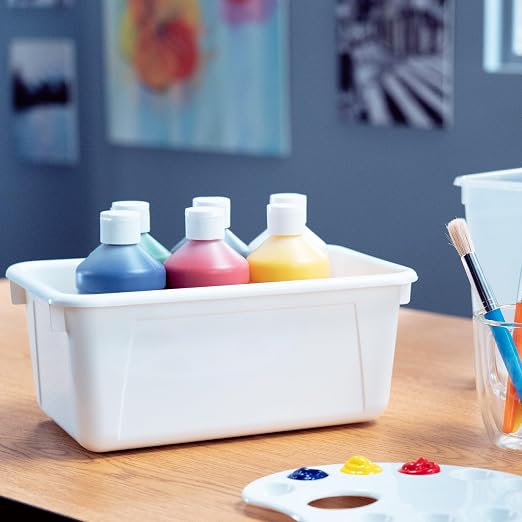 School Smart Sturdy Plastic Storage Tray, Multifunctional Design for Classroom, Home, and More, Standard Cubby Size, White