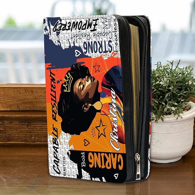 Personalized Man of God Bible Cover, God Says I Am Bible Case PU Leather, Bible Holder Handle Zipper, Faith Scripture with Name Case Bag, Religious Gifts for Church Christians Women Men (GOD-08)