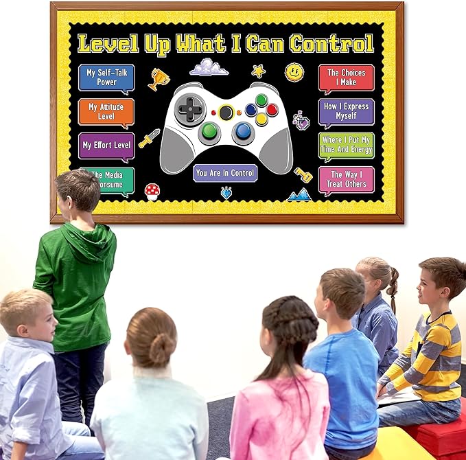 Growth Mindset Video Game Theme Bulletin Board Set Things I Can Control Positive Bulletin Decor Classroom Decorations Mental Health Growth Mindset Cutouts for Teacher Door Wall Display