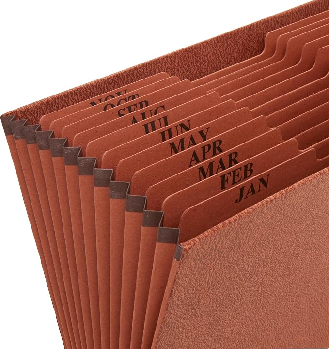 Blue Summit Heavy Duty Expanding File, Open Top, Letter Size, Monthly (Jan-Dec) Organizer, 12 Pockets