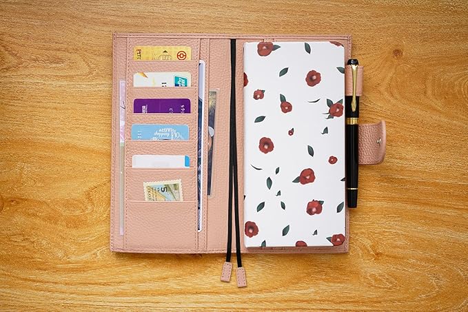 Moterm Leather Cover for Hobonichi Weeks - Fits Hobonichi Weeks/Weeks Mega, with Back Pocket (Pebbled-Dusty Rose)