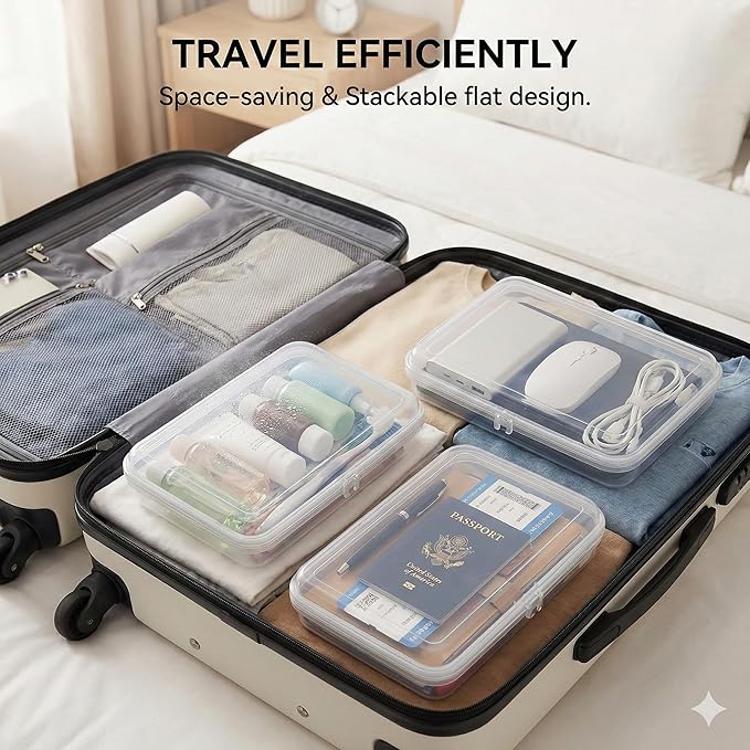 3PCS Clear Hard Shell Zipper Case, Durable Waterproof Transparent Storage Organizer Bins with Smooth Premium Zipper, Visible Design for Craft Supplies, Travel & Toy Storage
