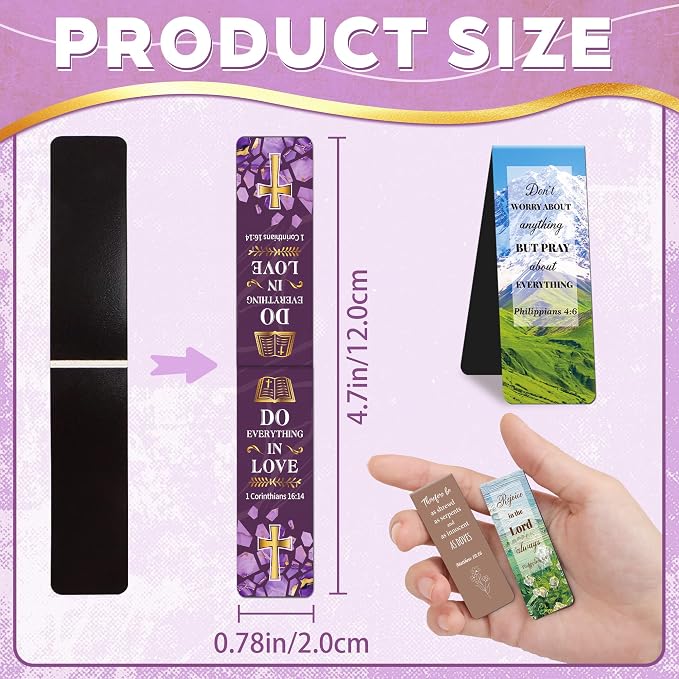 96Pack Magnetic Bookmarks Bible Bookmark Christian Bookmarks Bulk Book Marks for Reading Women Men Adults Kids Book Lovers Gifts, Cute Personalized Religious Magnet Bookmark Clips (Multi-Style)