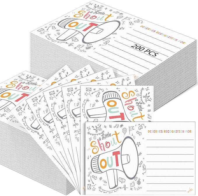 Motiskyy 200 Count Positive Shout out Cards for Staff Teachers Students Employees Office Appreciation Recognition Reward Cards for Back to School or Work Bulletin Board(Charming)