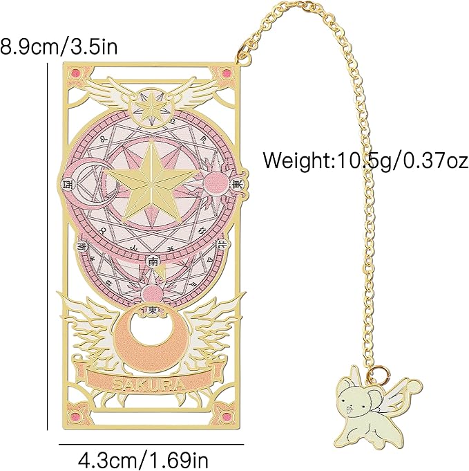 Anime Magic Cards Captor Sakura Bookmarks Set - Sweet Cartoon Cute Book Marks for Reading Women Men Anime Fans, Book Accessories Collection Decor Hangings Gifts (Brass Style 1)