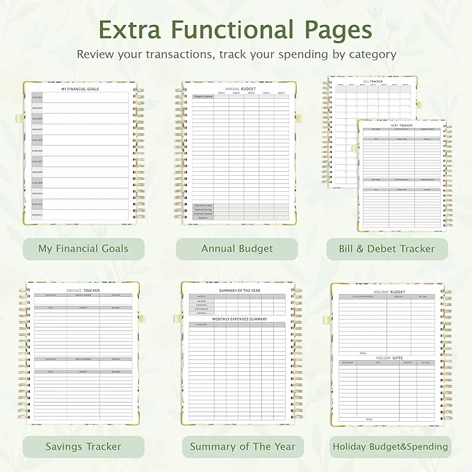 Ospelelf Large Budget Planner with Clipboard Undated Weekly Monthly Account Financial Planners Book with Stickers 12 Months 8.5"x11" Productivity Aesthetic Journey Yellow Floral