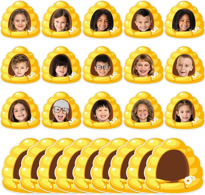 gisgfim 80Pcs Bee Hive Cutouts Summer Honey Bee Hive Decorations Bulletin Board Honey Daisy Paper Cut-Outs Classroom Decor for Boy Girl DIY Craft Photo Wall Kindergarten Preschool Party Favor Supply