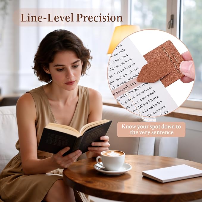 Leather Bookmark for Reading Women, Visiting Fictional Friends Bookmarks, Index Book Marks for Book Lovers, 6 Pcs Drak Color Set