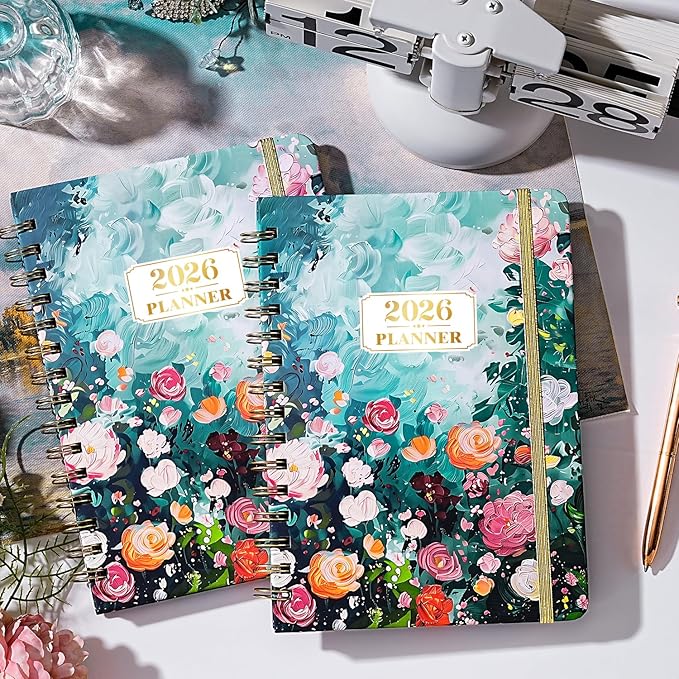 2026 Planner - January 2026 - December 2026, Weekly Monthly Planner 2026 with Colorful Tabs, 6.3" x 8.4", Floral, Twin-Wire Binding