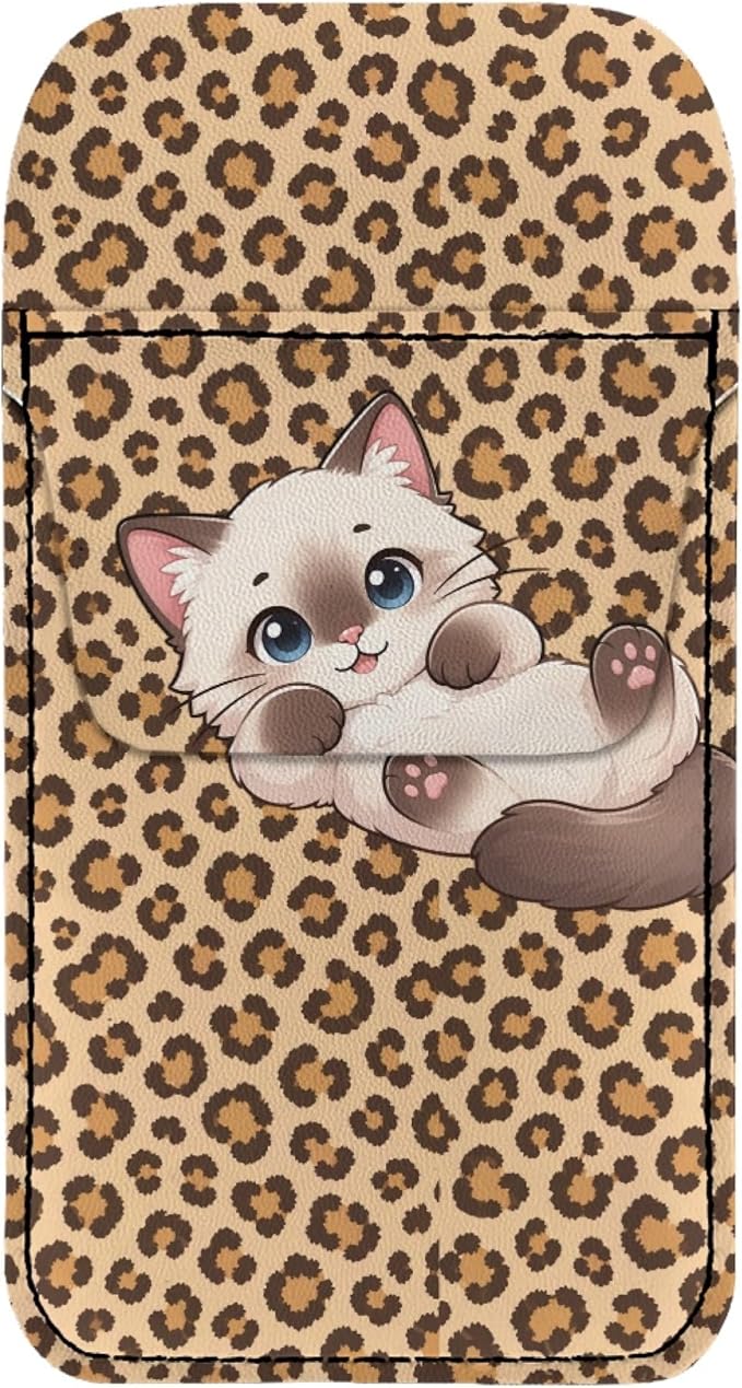 chaqlin Pocket Protector, Siamese Cat Leopard Print Leather Pen Holder Organizer for Men Women, Pencils, Tools and Cards, Pen Pocket Protector for Shirts, Lab Coats, Pants