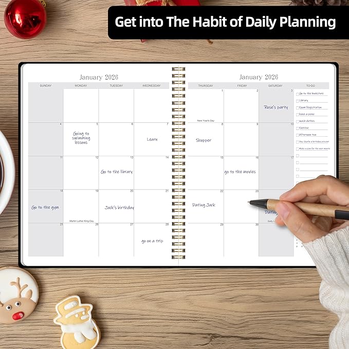 2025-2027 Monthly Planner, July 2025-June 2027, A4 (8.5" x 11"), 2 Year Monthly Planner, 24 month Calendar, Simple Calendar Planner Notebook Cardboard Cover, Suitable for Schools & Offices, Black