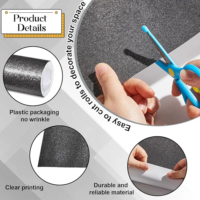 gisgfim 16" x20ft Glitter Bulletin Board Paper Roll Sparkle Color Bulletin Board Background Poster Paper Non Fading Gift Wrapping DIY Art Crafts for Office Classroom Decoration, Chalkboard