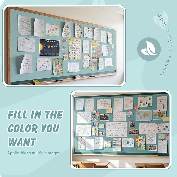 Breling 16 inch x 80 ft Fabric Bulletin Board Roll for Classroom Waterproof Non-Woven Fabric Background Roll Anti-Wrinkle Bulletin Board Background for Back to School Wall Decor DIY Craft(Teal)