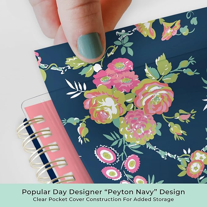 Blue Sky Day Designer 2026-2027 Weekly and Monthly Academic Year Planner Calendar, July 2026 - June 2027, 8.5" x 11", Clear Pocket Cover, Laminated Tabs, Storage Pocket, Includes Stickers, Peyton Navy