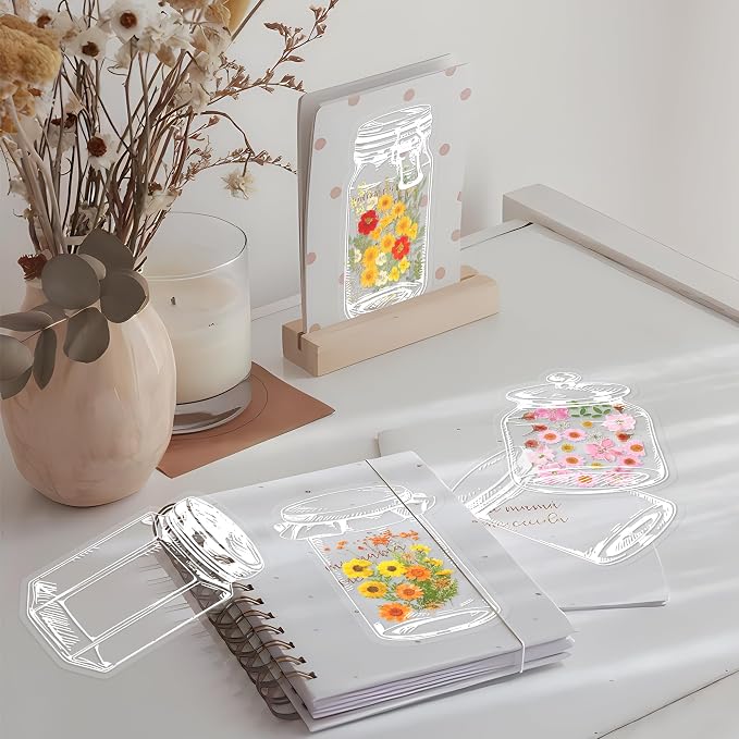 Large Size Transparent Dried Flower Bookmarks, 20 PCS Handmade DIY Flower Page Clips,World in Bottle-Making Stunning Herbarium(Mason Jars)