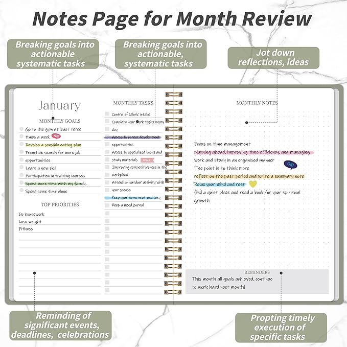 2026-2027 Monthly Planner - 2 Year Monthly Planner 2026-2027, Hard Cardboard Cover, Jan 2026 - Dec 2027, 7.5" x 10", 2 Year Calendar with 24 Month, Twin-wire Binding, Note Pages
