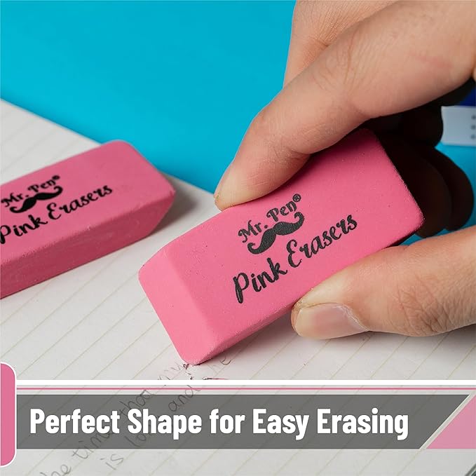 Mr. Pen- Pink Pencil Eraser Bulk, 36 Pack, Large Latex Free Block Erasers for School, Office, Art Sketching, Homework, Exams, Clean Smudge-Free Correction