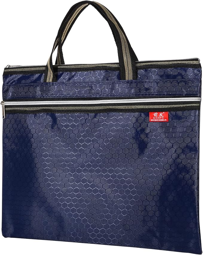 PATIKIL Waterproof Zipper File Bag, Documents Books Tools Storage Zip Pouch for Office Travel, Navy Blue