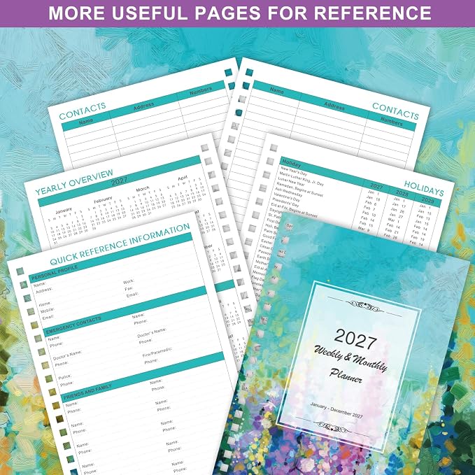 2027 Planner - 2027 Planner Weekly and Monthly, JAN.2027 - DEC.2027, Planner 2027, 6.5" x 8.5", 27 Calendar Planner, Weekly and Monthly Planners with Inspiring Quotes, Colorful Tabs, Pocket, Hardcover