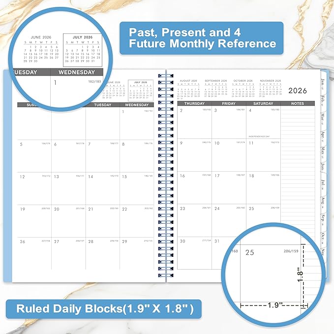 Monthly Planner 2026-2027 - JUL 2026 - DEC 2027, 2026-2027 Planner/Calendar, 18 Monthly Planner with Contacts & Passwords, 8.5" x 11" Planners 26-27, Thick Paper, Sky Blue