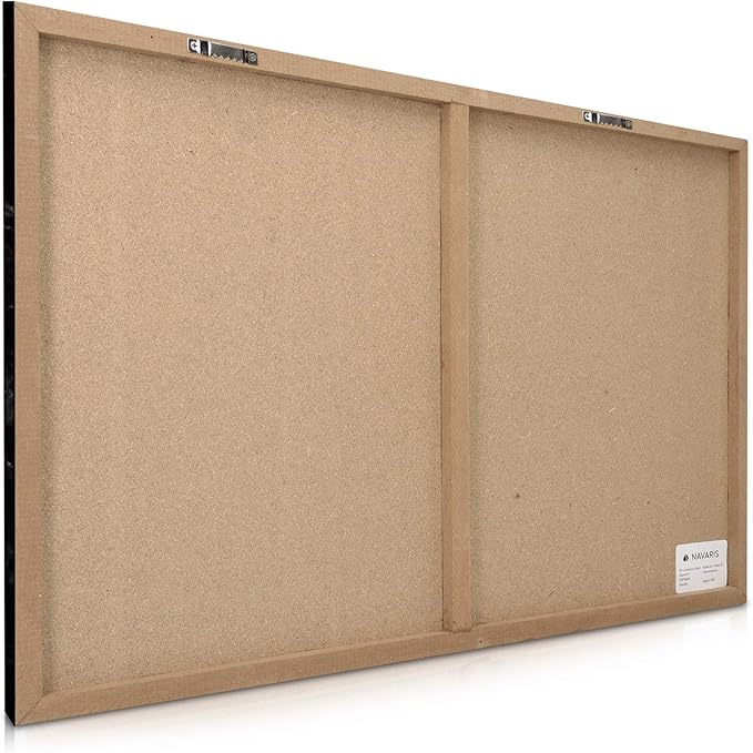 Navaris Magnetic Dry Erase Board - 16 x 24 inches Decorative White Board for Wall with Design, Includes 5 Magnets and Marker - Black Marble
