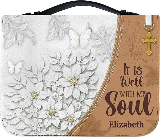 Personalized Man of God Bible Cover, God Says I Am Bible Case PU Leather, Bible Holder Handle Zipper, Faith Scripture with Name Case Bag, Religious Gifts for Church Christians Women Men (GOD-09)