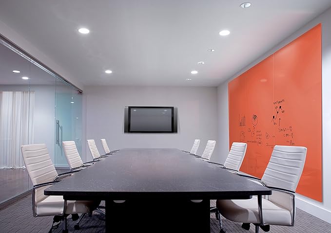 Aria 2'H x 3'W Magnetic Low Profile 1/4" Glass Whiteboard - Horizontal Peach - 4 Rare Earth Magnets, 4 Markers and Eraser