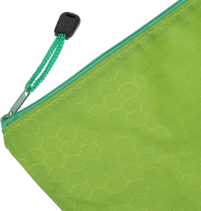 PATIKIL Waterproof Zipper File Bags, 10 Pack A6 Size Document Pocket Storage Organizer Pouch for Travel Office Supply, Green