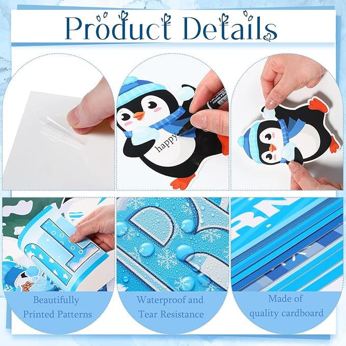 Winter Bulletin Board Set Winter Adventures Classroom Decorations Adventures in Learning Snowman Snowflake Penguin Paper Cutouts for January Holiday Party Supplies
