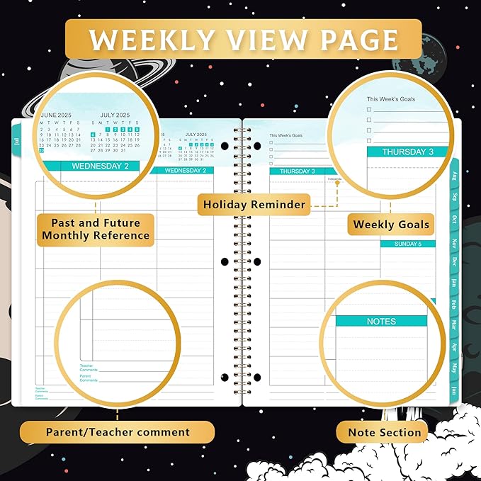 Student Planner 2026-2027 - Student Planner for Academic Year 2026-2027, July 2026 - June 2027, 11'' x 8.5'', Weekly & Monthly Pages with Holidays, Tabs, Stickers, Ruler, Pocket