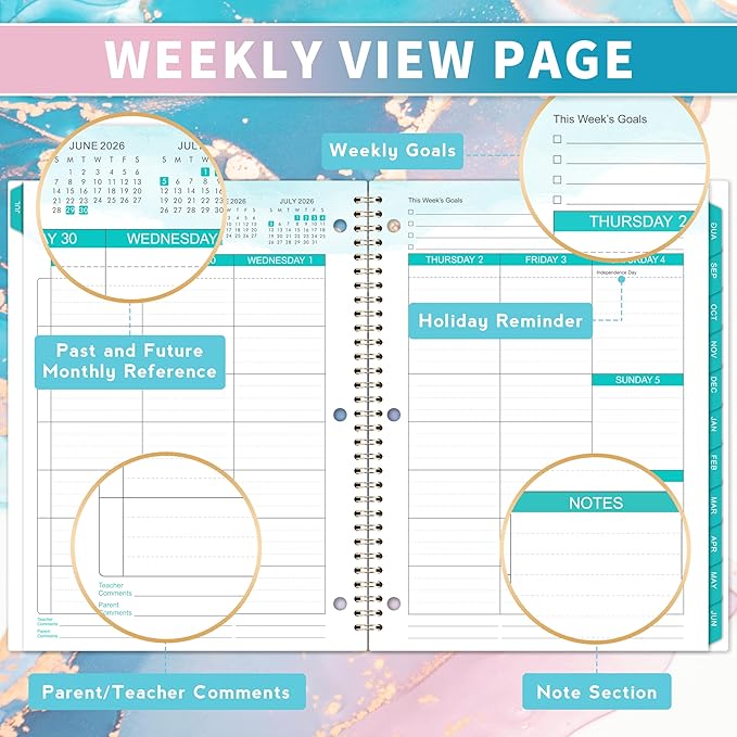 Student Planner 2026-2027 - School Planner with Stickers, July 2026- June 2027, 9" x 11", 2026-2027 Student Planner/Academic Planner with Thick Paper