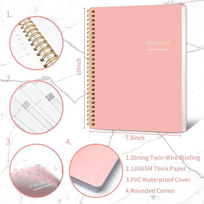 Monthly Planner 2026-2027, Jan 2026 - Dec 2027, 2 Year Calendar 2026-2027 Monthly Planner, 7.5" x 10", 24 month Calendar With Goals To Do List, Habit Tracker Suitable for Schools & Offices & Home