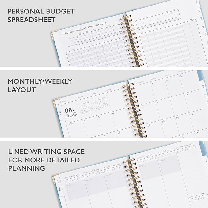 Blue Sky 2024-2025 Academic Year Weekly and Monthly Planner, 5" x 8", Hard Cover, Wirebound, Blue Haze (150687)