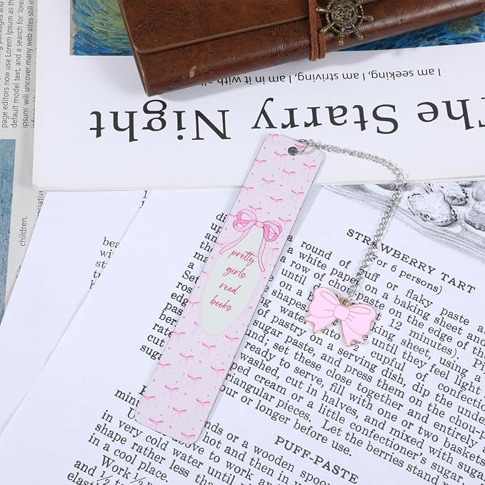 Bow Metal Bookmark Gift, Pink Bookmarks for Women, Metal Book Marks for Reading Book Lovers Gifts Books Club Gifts Birthday Christmas School Office Supplies (Pink)