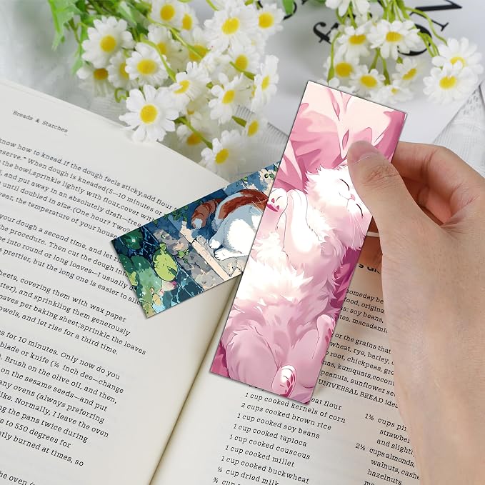 50 Pcs Cat Bookmarks, Oil Painting Paper Page Markers for Men and Women, Aesthetic Reading Accessories, Office and Home Supplies, Holiday Gift Ideas