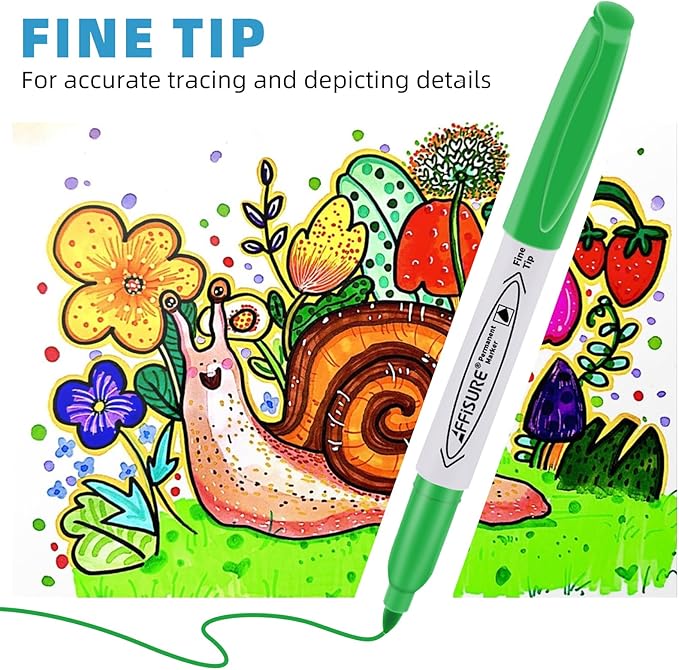 48 Colors Permanent Markers, Assorted Colors Vibrant Markers, Fine Point，Works on Wood, Plastic, Metal, and More, for Adults, Artist, Teacher, Kids, 48 Pack