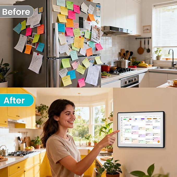 15.6’’ Digital Calendar Frame Wall Touchscreen Electronic Calendar, Smart Family Planner for Schedule, Chore Chart & Meals Task Organizer, Digital Photo Display, Wall & Desk Mountable, Gray