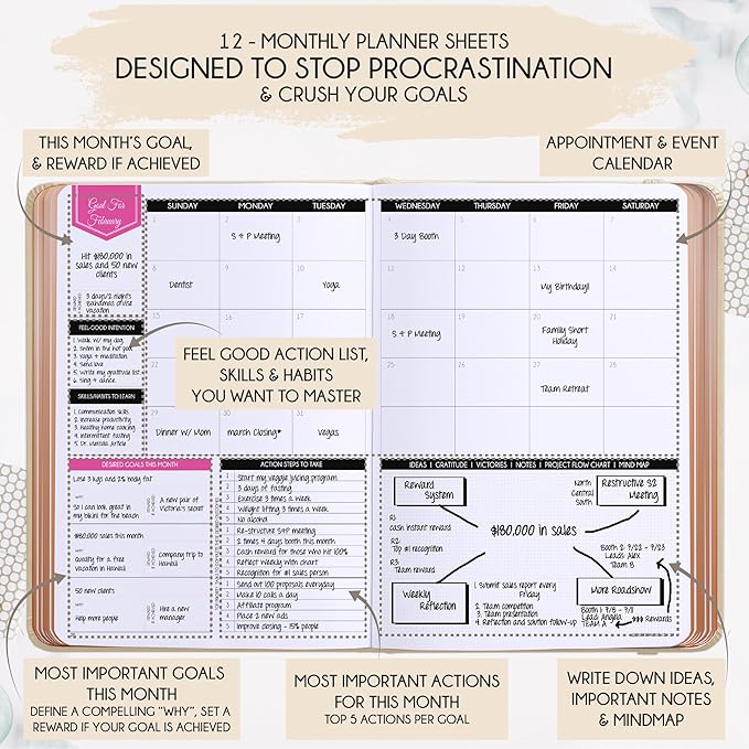 Deluxe 2026 Planner Weekly and Monthly | Law of Attraction Planner with Productivity App | 12-Month for Productivity, Gratitude & Goal Setting | Includes Foldable Vision Board, Gift Box & Stickers