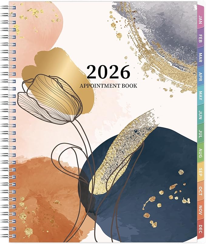 2026 Appointment Book, 30 Minutes-Hourly, Weekly ＆ Monthly Calendar Planner 2026, Jan 2026 - Dec 2026, 8.5'' x 11'', 2026 Daily Planner with Tabs ＆Pocket, Flexible Cover, Great for Office, Home, School