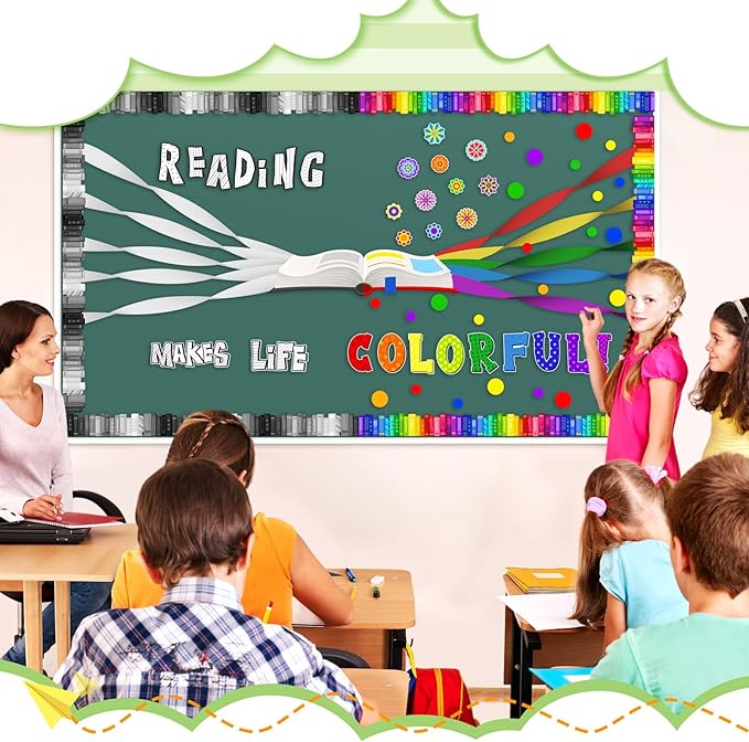 Pasimy 77 Pcs Back to School Reading Bulletin Board Decorations Library Read Bulletin Board Set Cut Outs Open Book 3D Paper Cutouts for Teacher Classroom Library Decor Supplies