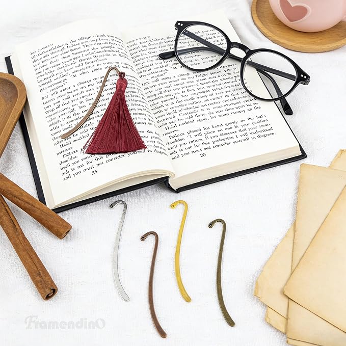 Framendino, 40 Pack Vintage Metal Bookmarks with Hook for Reading Enthusiasts (Silver & Gold & Bronze & Antique Copper)
