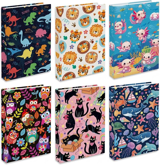 6 Pack Stretchable Book Covers, Jumbo Book Covers for Paperbacks Hardcover Books up to 9 x 11 Inches, Reusable Washable Protective Fabric Books Sleeves, Animals
