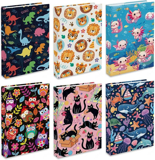 6 Pack Stretchable Book Covers, Jumbo Book Covers for Paperbacks Hardcover Books up to 9 x 11 Inches, Reusable Washable Protective Fabric Books Sleeves, Animals