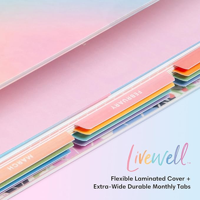 Blue Sky Livewell 2026-2027 Weekly and Monthly Academic Year Planner Calendar, July 2026 - June 2027, 7" x 9", Flexible Cover, Wirebound, Colorful Interior, Laminated Tabs, Storage Pocket, Includes Stickers, Rainbow