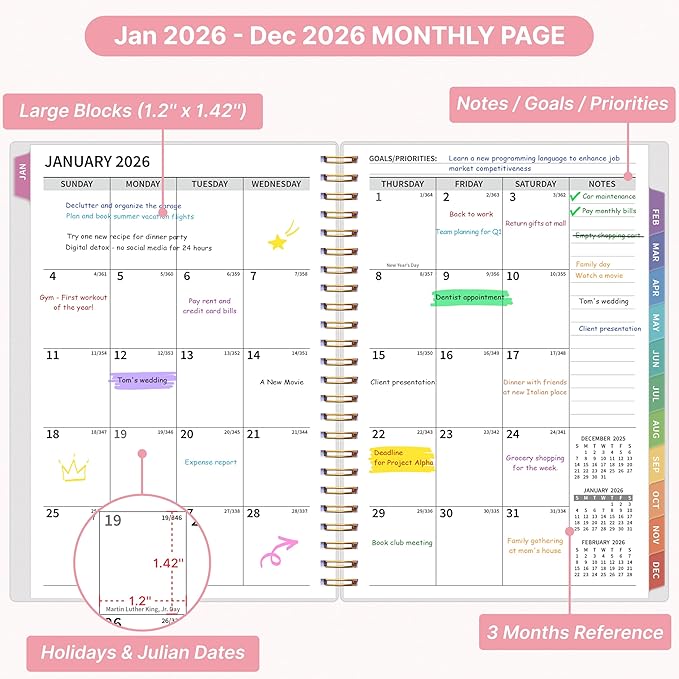 2026 Appointment Book, 30 Minutes-Hourly, Weekly ＆ Monthly Calendar Planner 2026, Jan 2026 - Dec 2026, 6.2'' x 8.4'', 2026 Daily Planner with Tabs ＆Pocket, Flexible Cover, Great for Office, Home, School