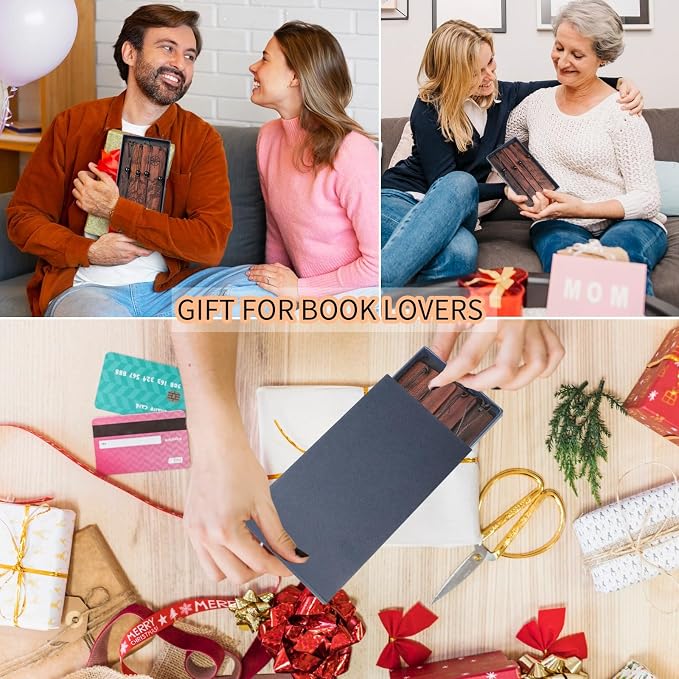 4Pcs Wood Bookmark for Men Father's Day, Adventure Wooden Carving Book Mark Vintage Bookmark for Men Boy Book Lovers Birthday Present Students Teachers Appreciation