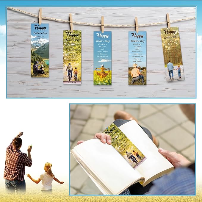 Dispowreath 60 Pcs Happy Father's Day Malachi 4: 6 Bookmarks Religious Christian Bookmarks Church Bookmark Gift for Teens Men Women Church Home Party Favors