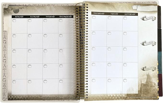 Paper House Productions Harry Potter Hogwarts Crest 12 Month Undated Planner Set with Month and Event Flag Stickers and More!