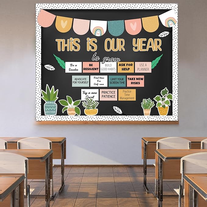 Classroom Bulletin Board Decorations, Boho Motivational Bulletin Board Set, Growth Mindset Positive Affirmations Wall Decor for Teacher Back to School Classroom Door Decors